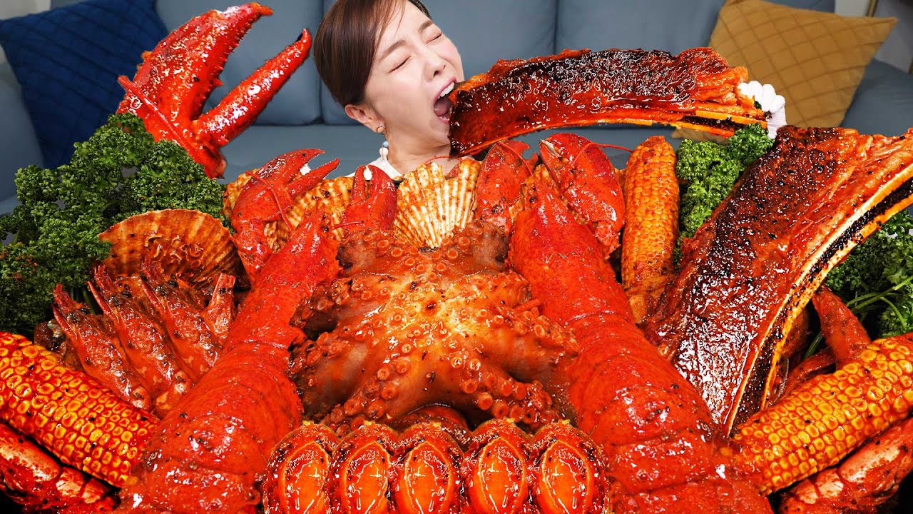 RUS SUB) Seafood Boil🦞 Lobster & Octopus Beef Ribs American Cuisine Recipe Mukbang ASMR Ssoyoung