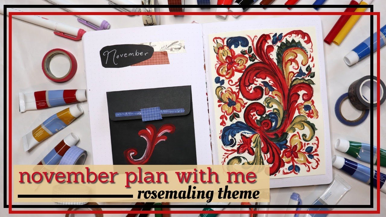 november plan with me 🖌️🌲 rosemåling / norwegian folk art theme