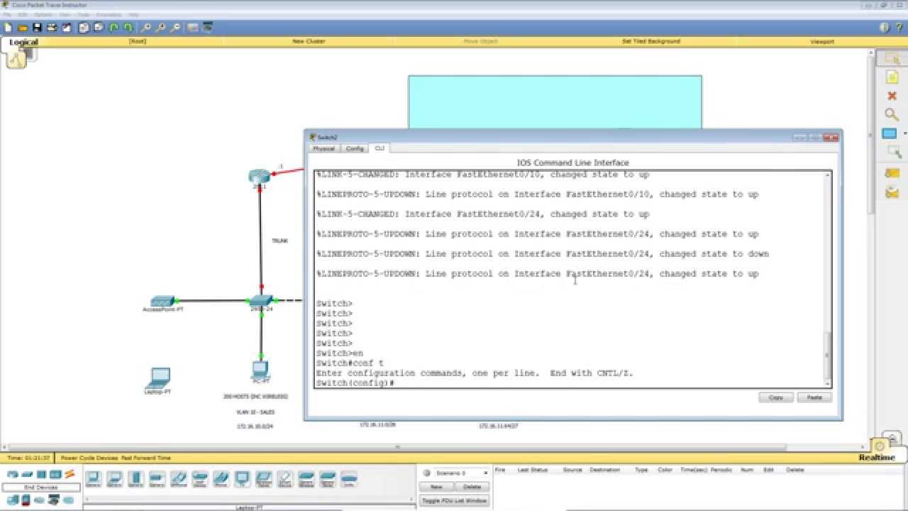 Packet Tracer Lab 2 - Trunk Links, VTP, VLAN's and Sub-interfaces