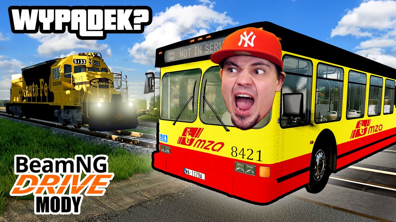 WYPADKI KOLEJOWE W BEAM.NG: Warszawski Autobus vs Pociąg?! 🚗 Beam.NG Mody