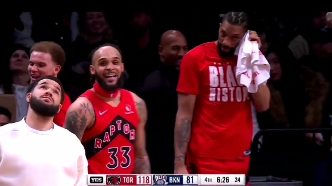 The Bench of Toronto Raptors is Rioted After Yuta Watanabe Posterized Kessler Edwads