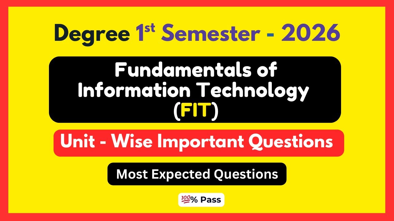 Degree 1st Semester FIT Important Questions 2026 | Osmania University | Unit Wise @FinalFocusYt