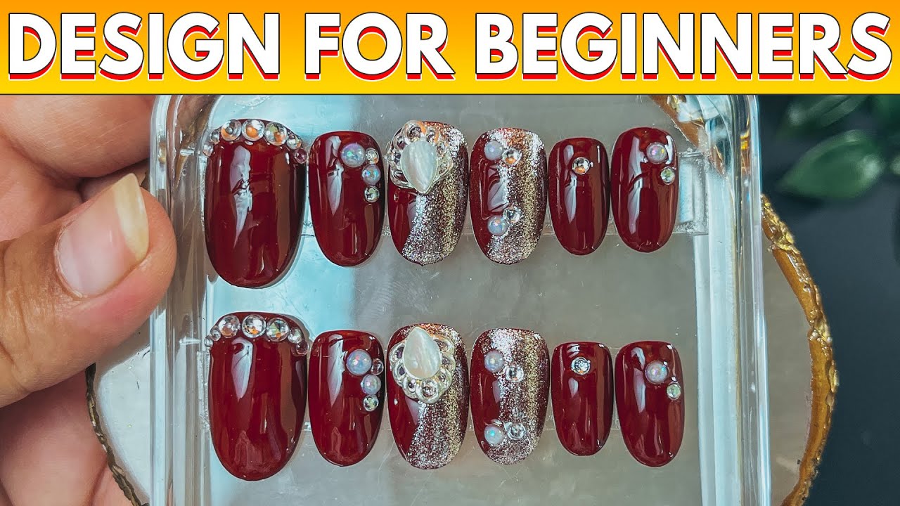Beginner Nail Art | Easy Press On Nails with Glitter & Pearl Accessories | Mausmi Nail Art