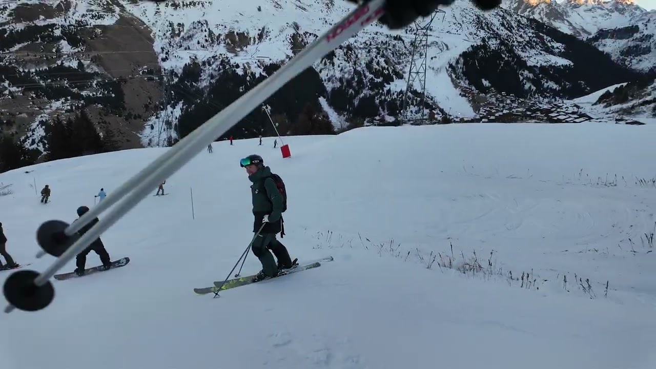 Skiing Mottaret Combes2 to Hotel LesArolles Day2