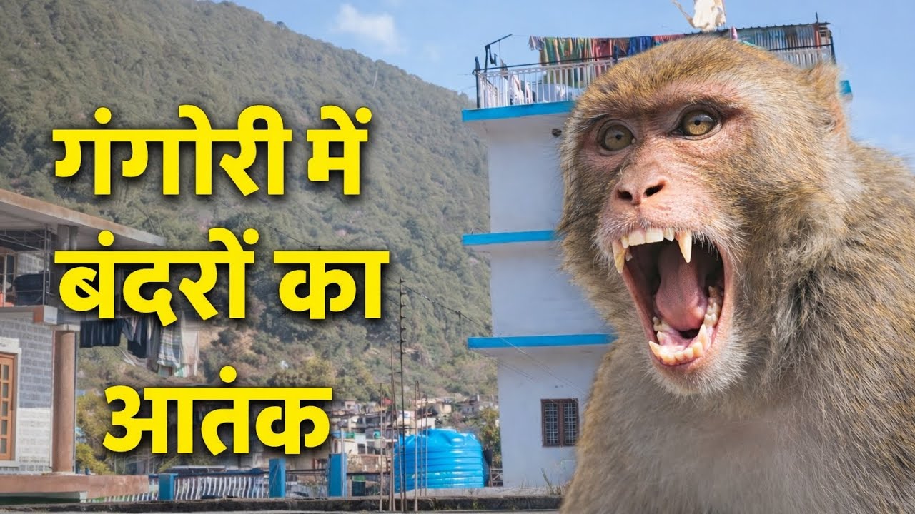 गंगोरी में बंदरों का आतंक आज तो बंदर प्लेट ही ले गया 💕🥀मम्मी पापा के साथ मेला घूमने गए