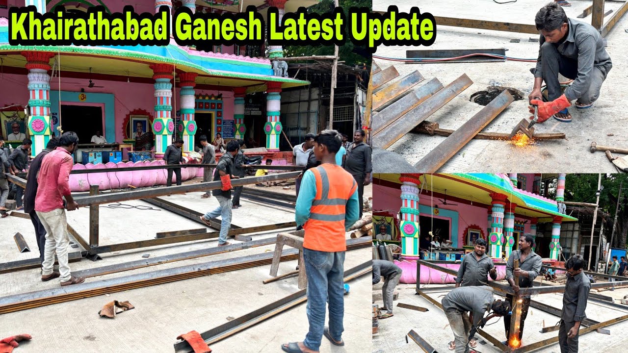 Khairathabad Ganesh Latest Update | Ganesh Base Welding Work | 70ft Eco Friendly Matti Ganesh Making