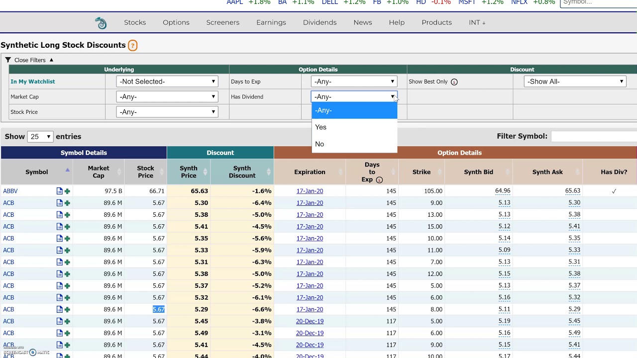Synthetic Long Stock Discounts