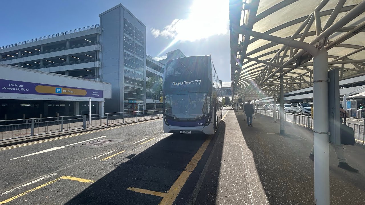 *DIVERSION* First Glasgow ADL Enviro 400 MMC 34361 SO68 HFE on 77 from Braehead to Glasgow Airport