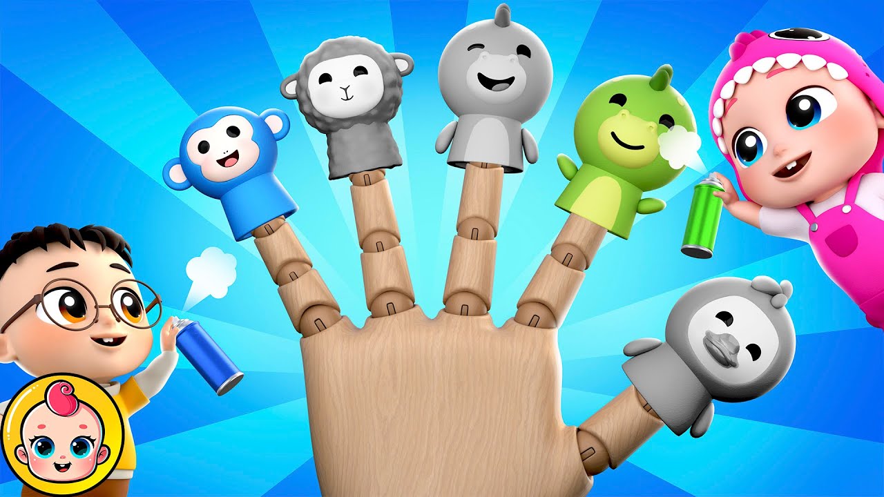 Finger Family Animals | Learn Colors with Animal Puppets + More | Bubbleee Sing , Dance and Learn