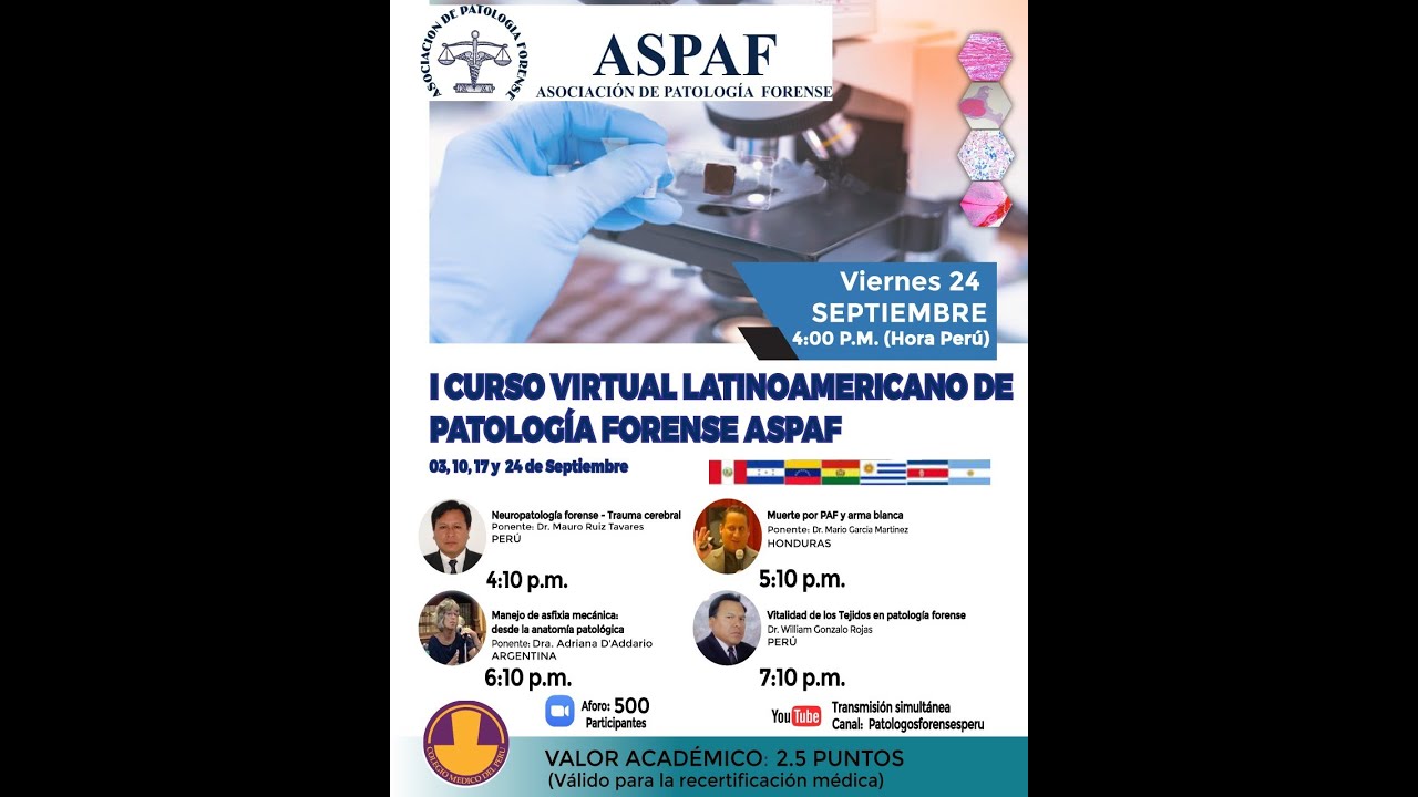 I CURSO VIRTUAL LATINOAMERICANO DE PATOLOGÍA FORENSE ASPAF