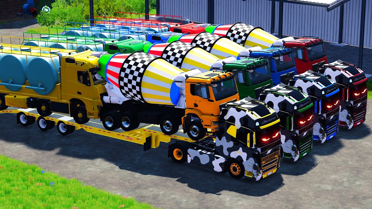 Garage with Colors - ALL MIXER TRUCK WITH FLATBED TRAILER TRUCK, SCANIA, WESTERN STAR, IVECO-FS22#10