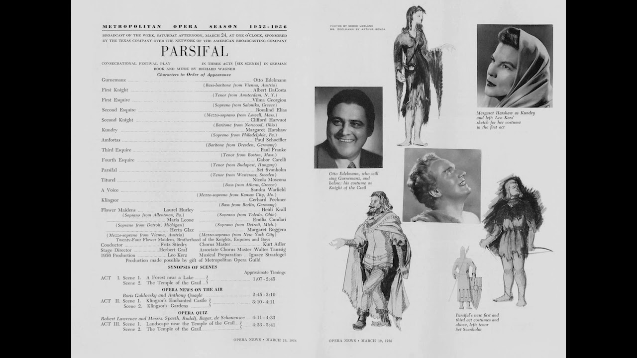 Wagner: Parsifal; Fritz Stiedry (1956) Svanholm, Harshaw, Schöffler, Edelmann