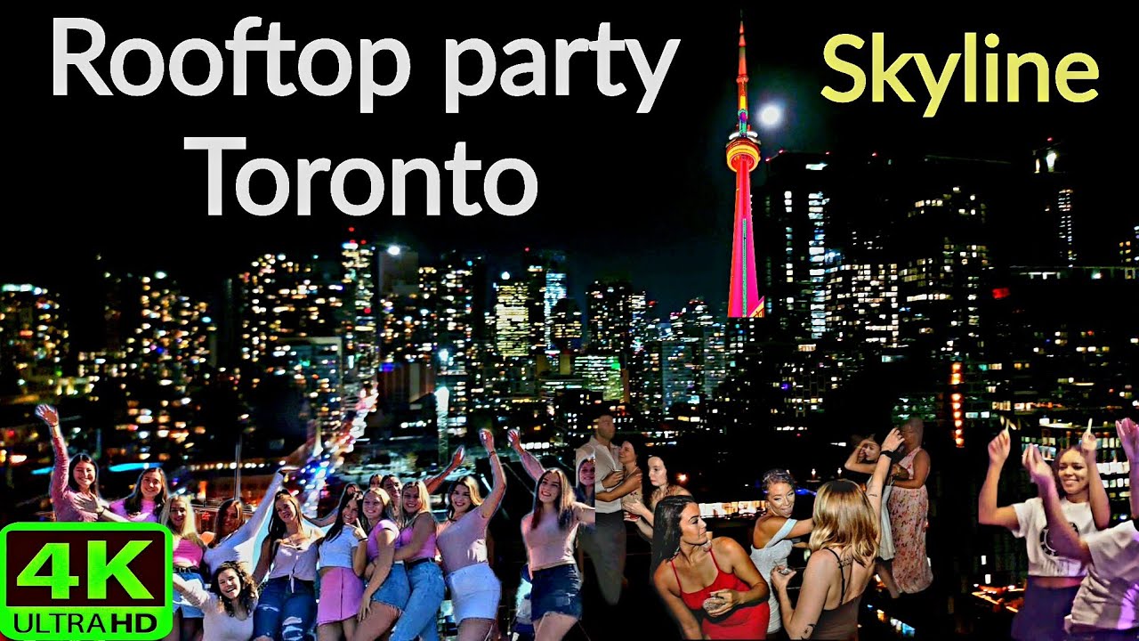 【4K】ROOFTOP PATIO PARTY TORONTO | DOWNTOWN TORONTO SKYLINE BEAUTIFUL NIGHT VIEWS