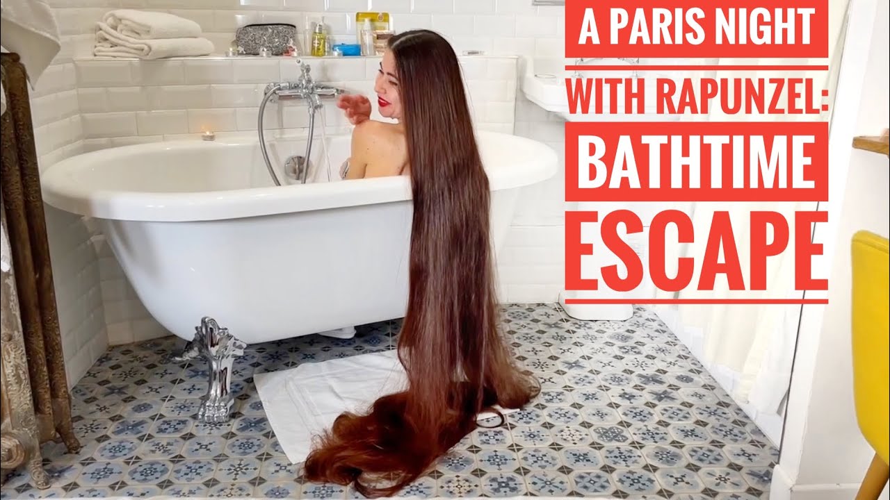 A Paris Night with Rapunzel: Bathtime escape (SELLFY & PATREON PREVIEW) #hair #longhair #wethair