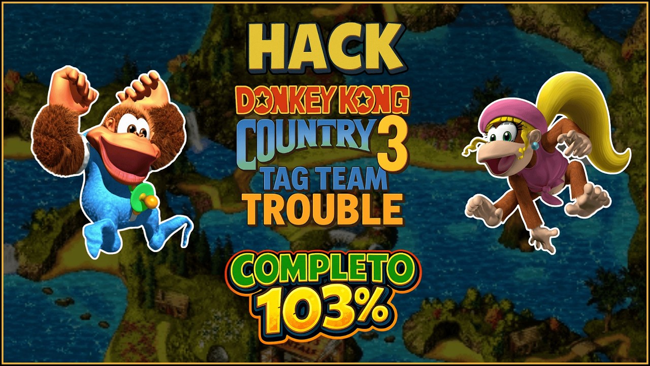 (HACK) DONKEY KONG COUNTRY 3 - TAG TEAM TROUBLE - (COMPLETO 103%) - PRIMEIRO ZERAMENTO.
