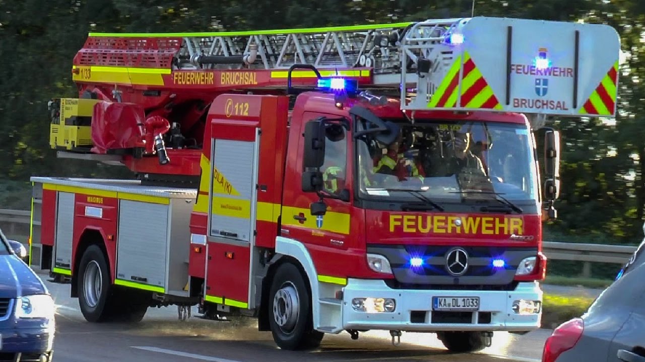 [FEUERALARM MEDIA MARKT] Einsatzfahrt Löschzug Feuerwehr Bruchsal | VIEL PRESSLUFT