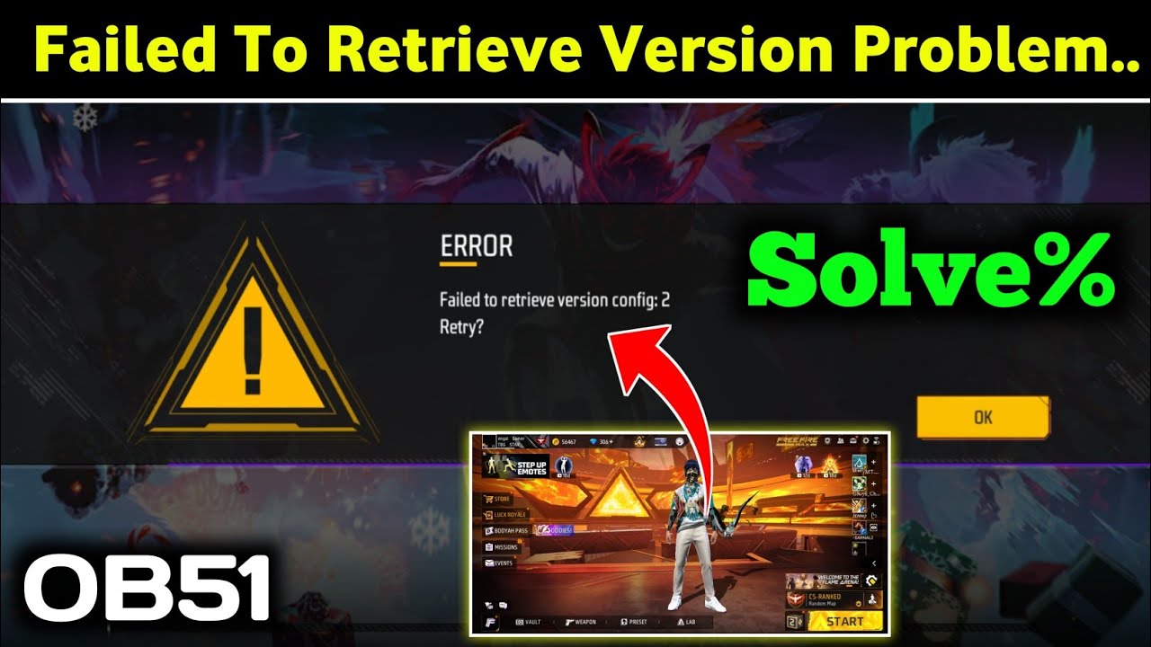 Free Fire Max Error Failed To Retrieve Version Config 2 Retry Problem | Free fire Open Problem Solve