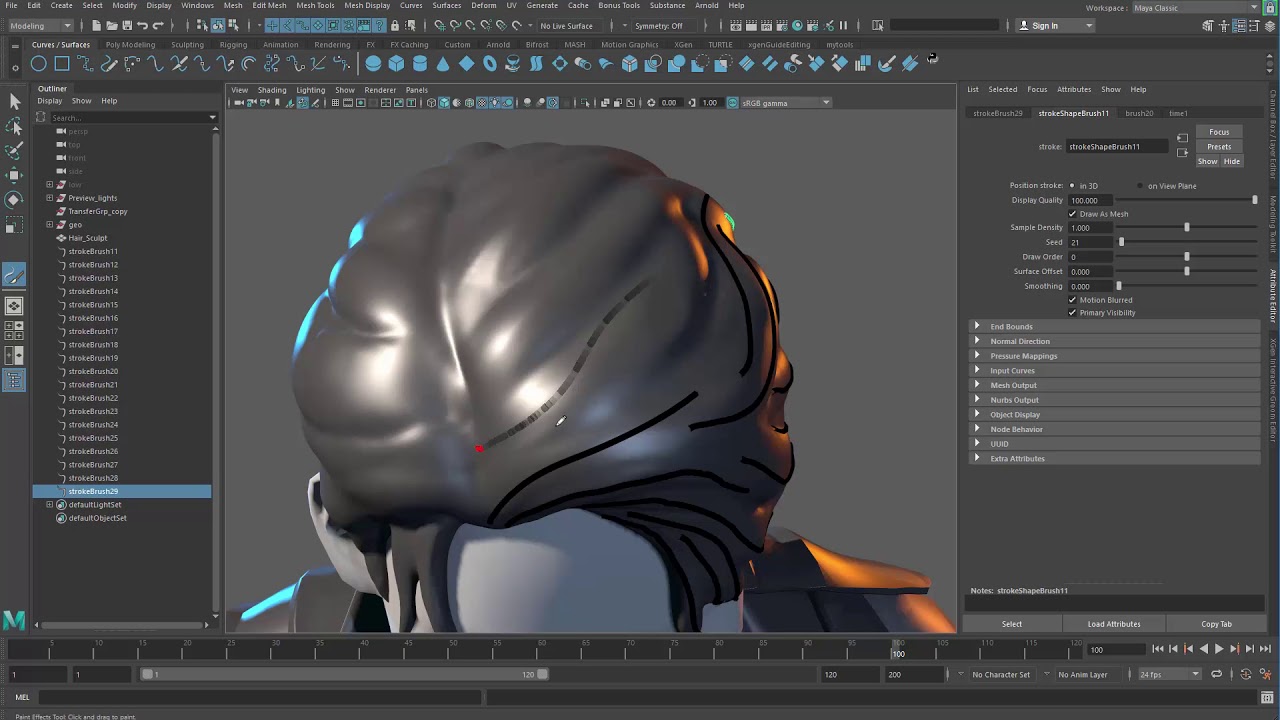 Xgen Hair 01 Drawing out guides