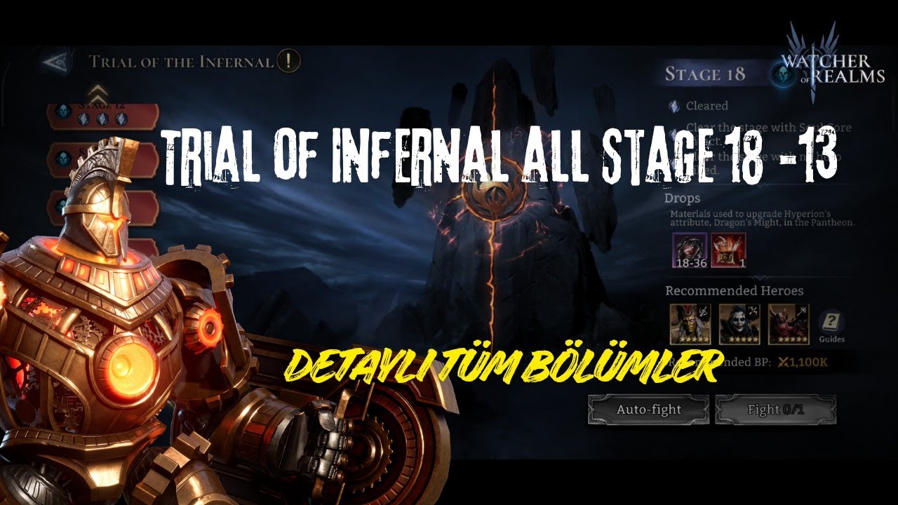 Trial of Infernal All Stage 18 - 13(Detaylı Tüm Bölümler) -  Watcher of Realms #watcherofrealms 