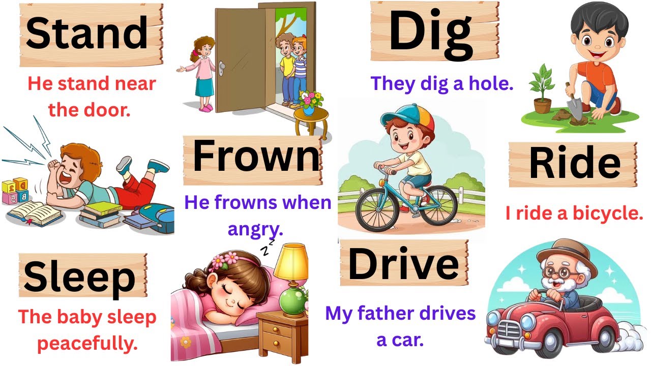 Action Verbs with Simple English Sentences | Learn English for Beginners | English Speaking Practice