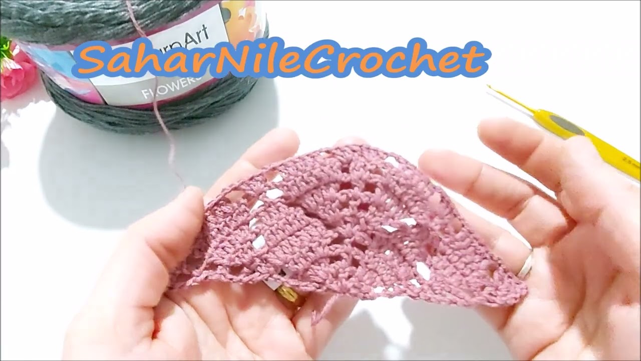 الجزء الثانى من شال أوراق الشجر بخيط يارن آرت Yarn Art(Flowers)Shawl(part2)
