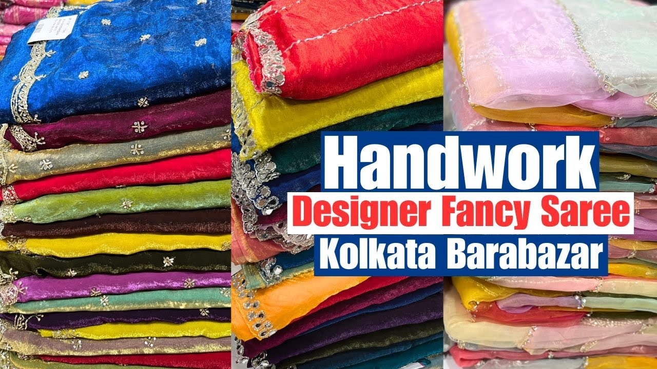 Handwork Designer Fancy Sarees Wholesale Price From Anup Fabrics in Kolkata Barabazar