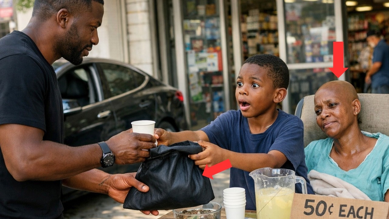 He Sells Lemonade To Fund His Mother's Dialysis - Until A Man In Black Pulls Over 6 Days Later.