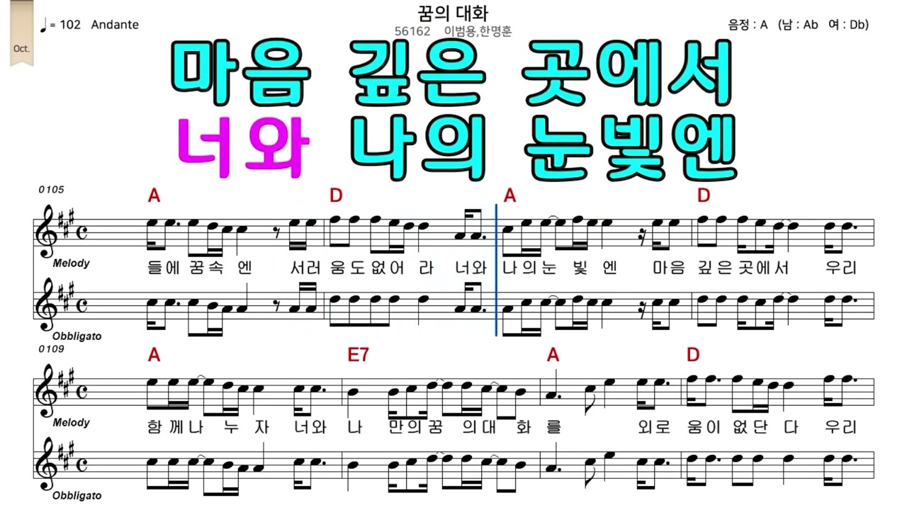 꿈의대화 이범용,한명훈 악보와노래