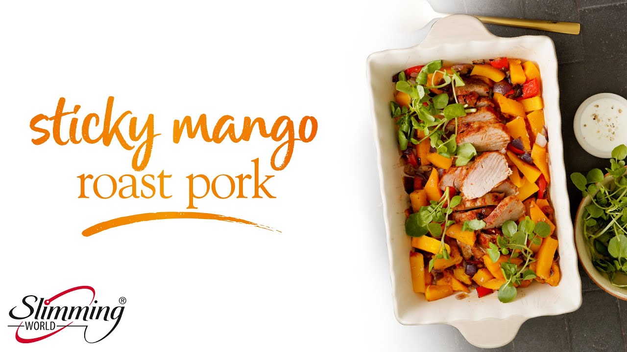 Slimming World sticky mango roast pork - 1½ Syns per serving - full recipe in the description