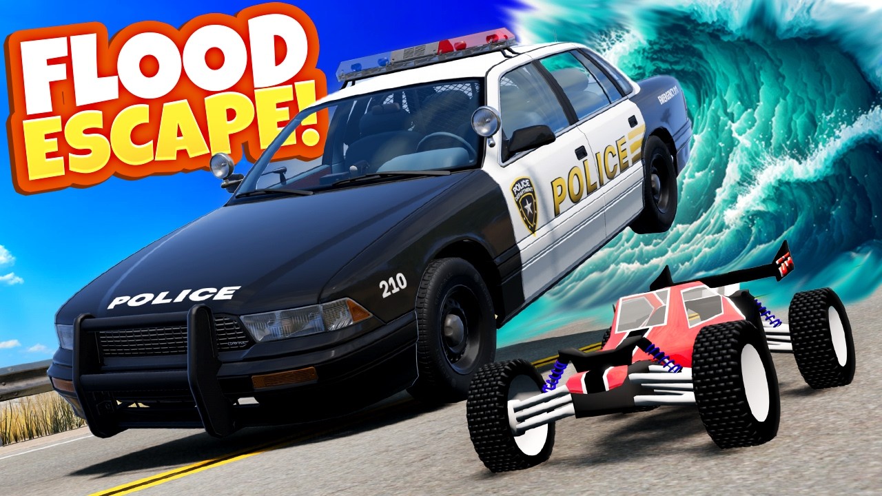 Escaping a Flood in an RC Car… Bad Idea (BeamNG Drive Mods)