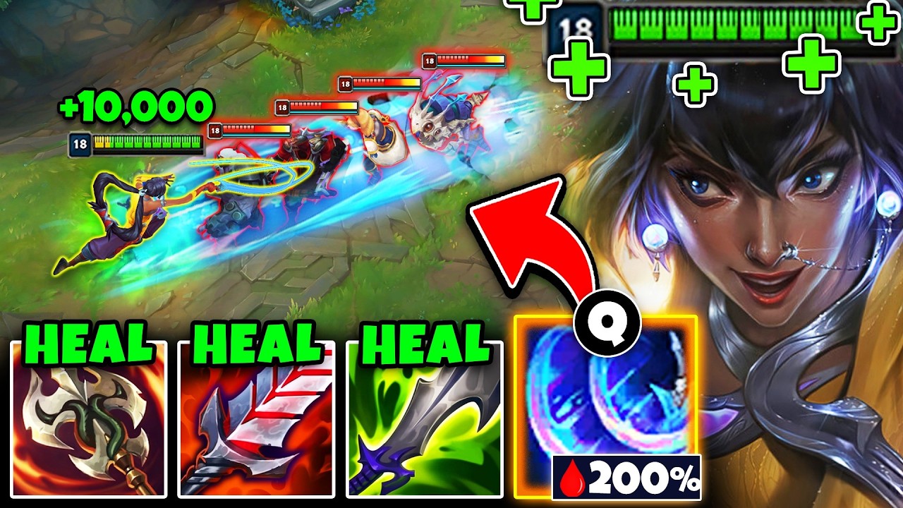 Nilah but I can literally out-heal the entire enemy team 1v5 (200% LIFESTEAL BUILD)