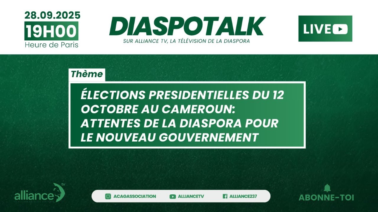 DIASPOTALK: Élections présidentielles du 12.10- attentes de la diaspora pour le nouveau gouvernement