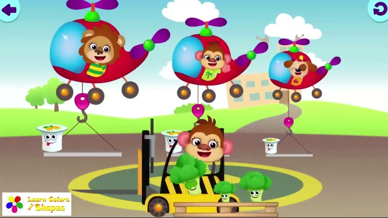FUNNY FOOD 2 | SIZES - Sort Food by Size and Load Them to the Helicopter | Kids Educational Games