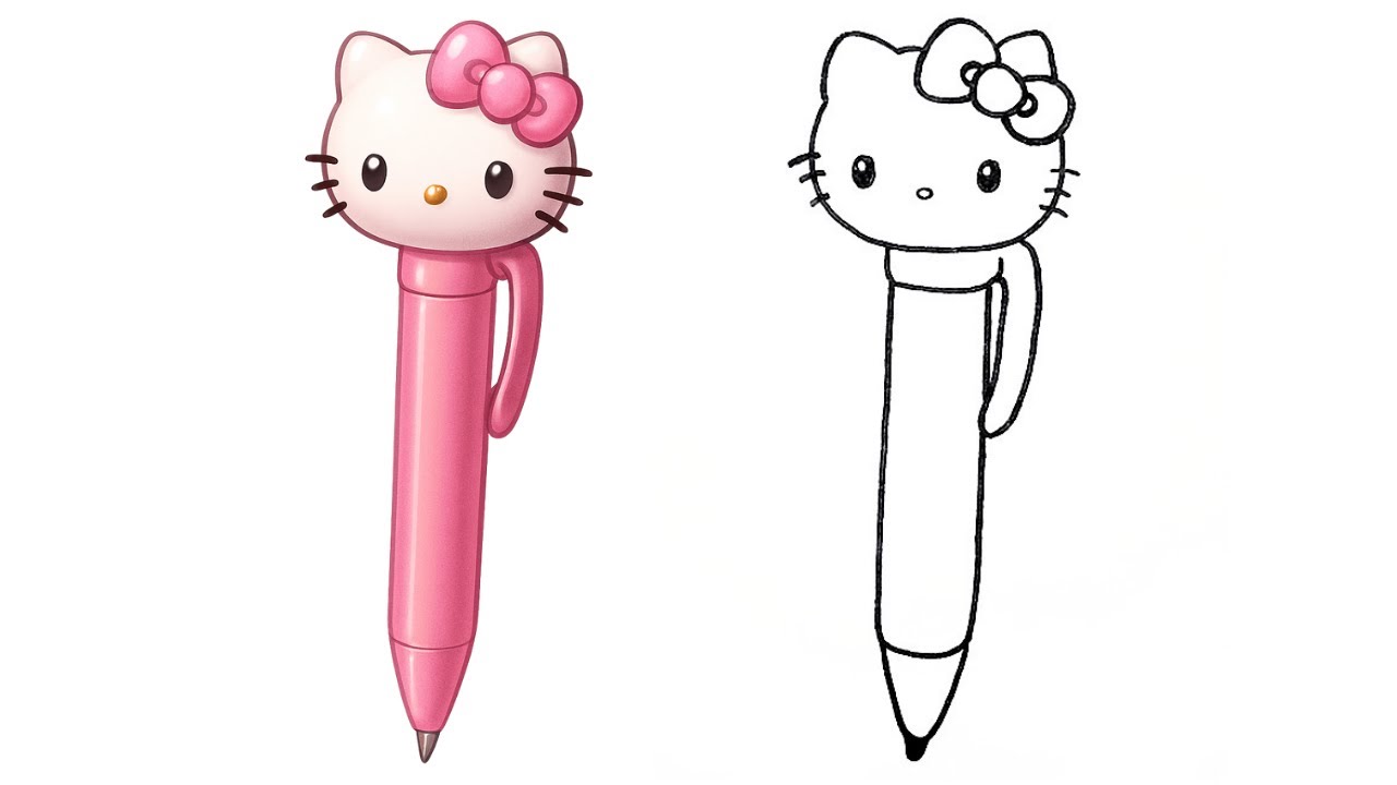 Hello Kitty Kalem Nasıl Çizilir? ✏️ | How to Draw Hello Kitty Pen Step by Step