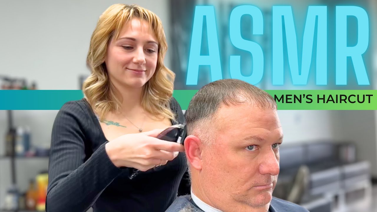 💈Relaxing ASMR Men's Haircut & Hair Wash | Woman Barber