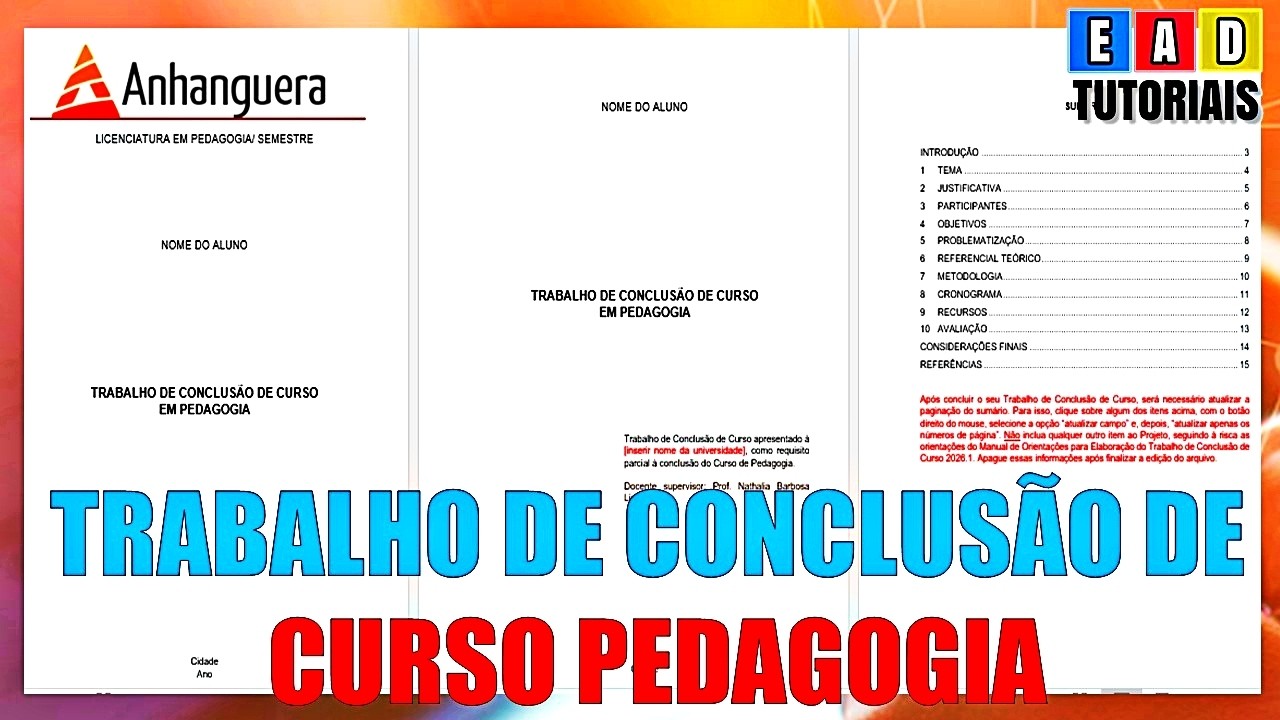 COMO FAZER O TRABALHO DE CONCLUSÃO DE CURSO LICENCIATURA EM PEDAGOGIA PASSO A PASSO COMPLETO