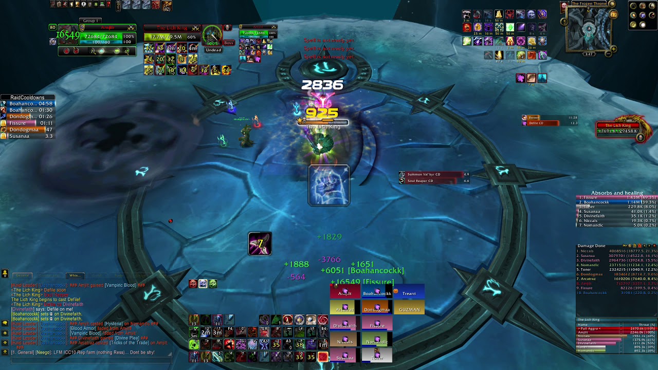 Lich King 10 Heroic - Death knight DK solo tank pov (Warmane - Icecrown)