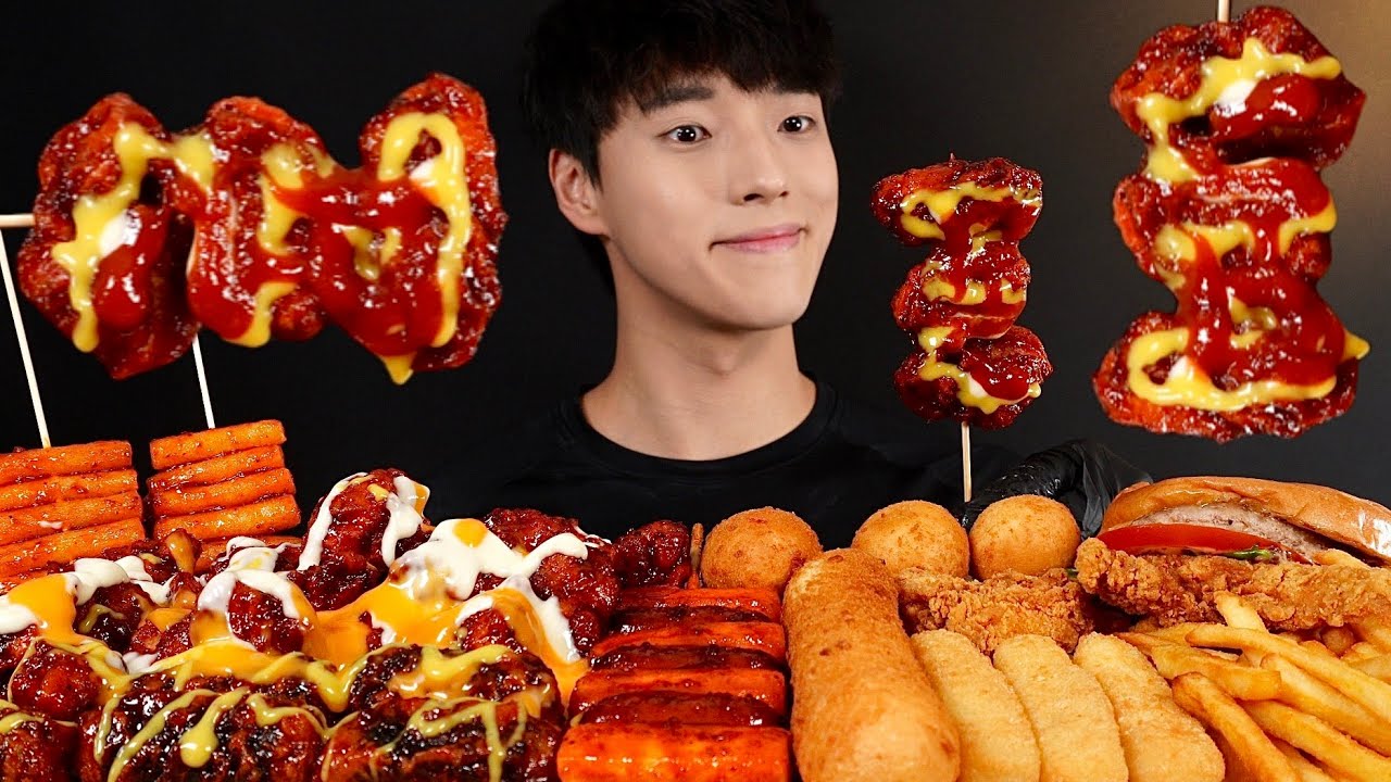 바삭한 순살 양념치킨 먹방! 치즈볼 대왕 치즈스틱 소떡소떡 감자튀김까지 Chicken Mukbang Fast Food Asmr Eating Sounds