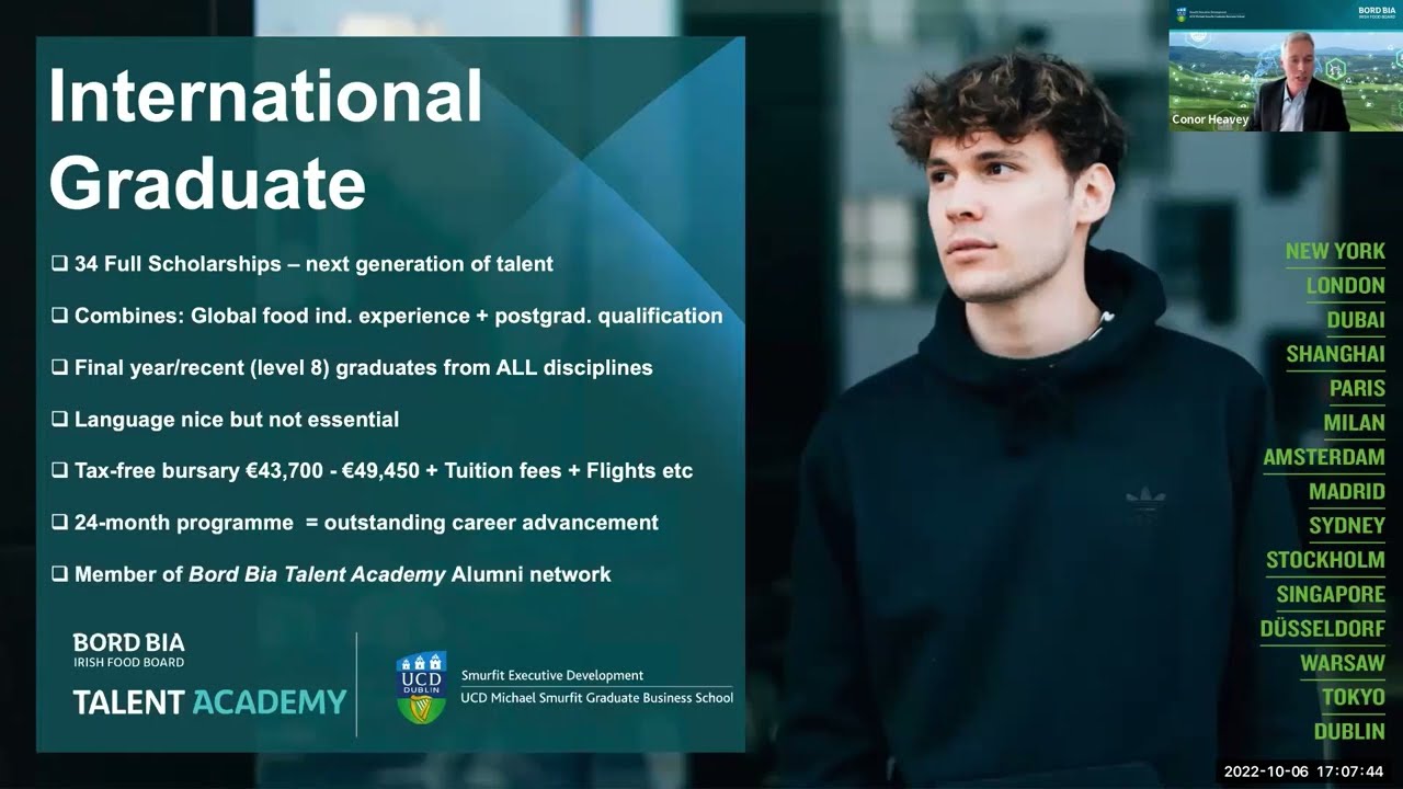 Bord Bia International Graduate Programme Webinar 6th October 2022