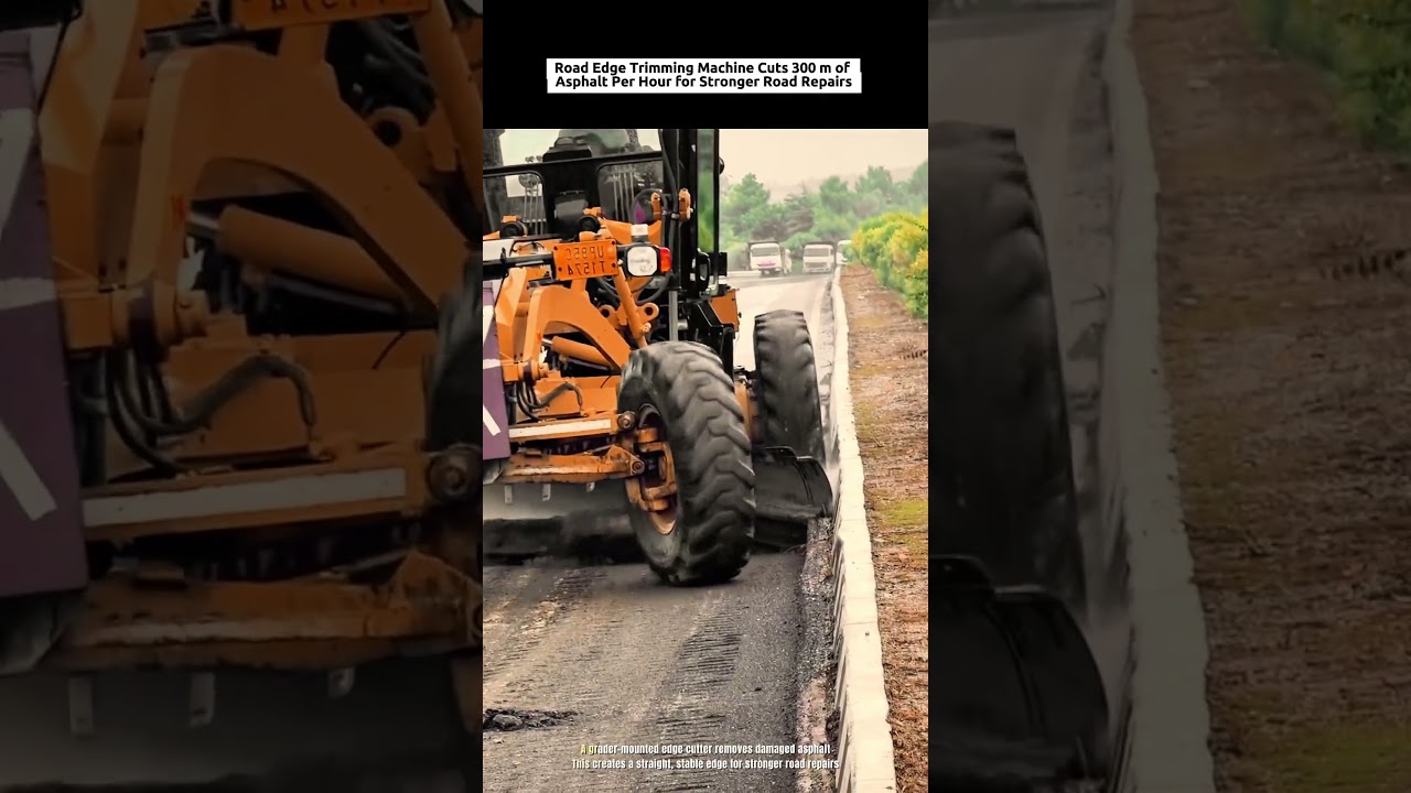 Road Edge Trimming Machine Cuts 300 m of Asphalt Per Hour for Stronger Road Repairs #industrialcrush