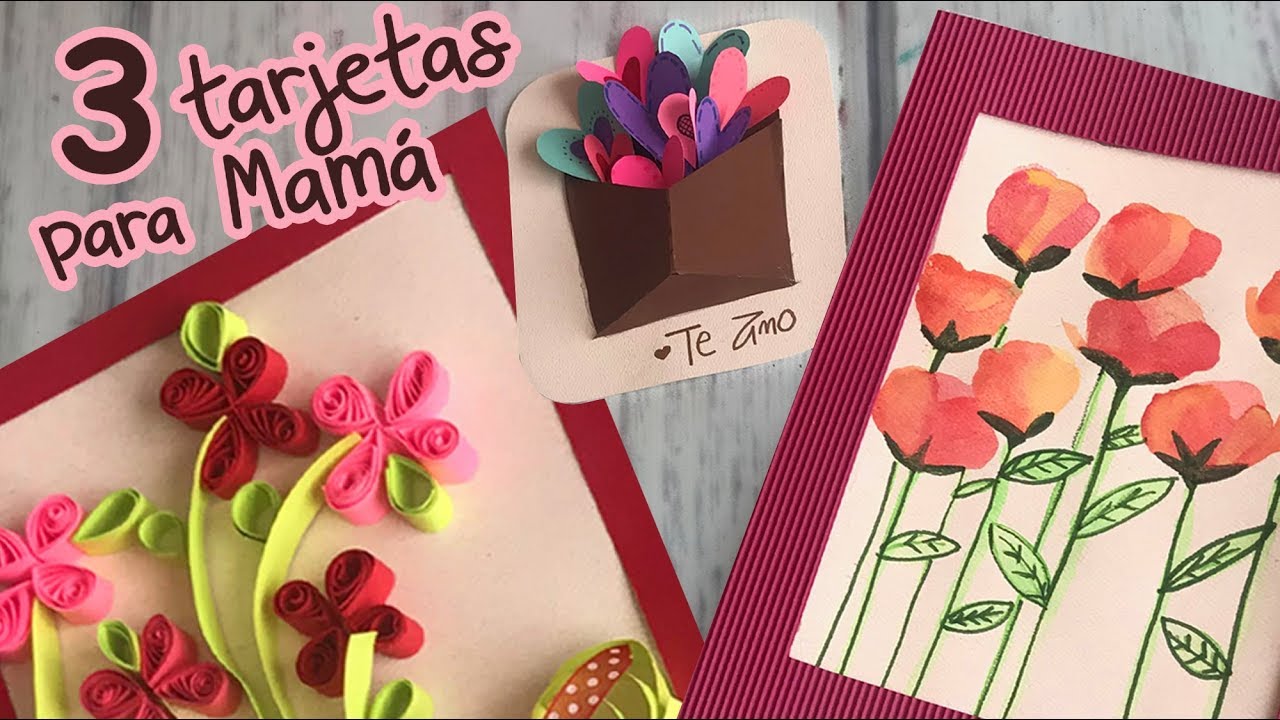 💐3 Tarjetas Lindas para regalar Súper Rápidas y Fáciles 🎁  Mothers day DIY