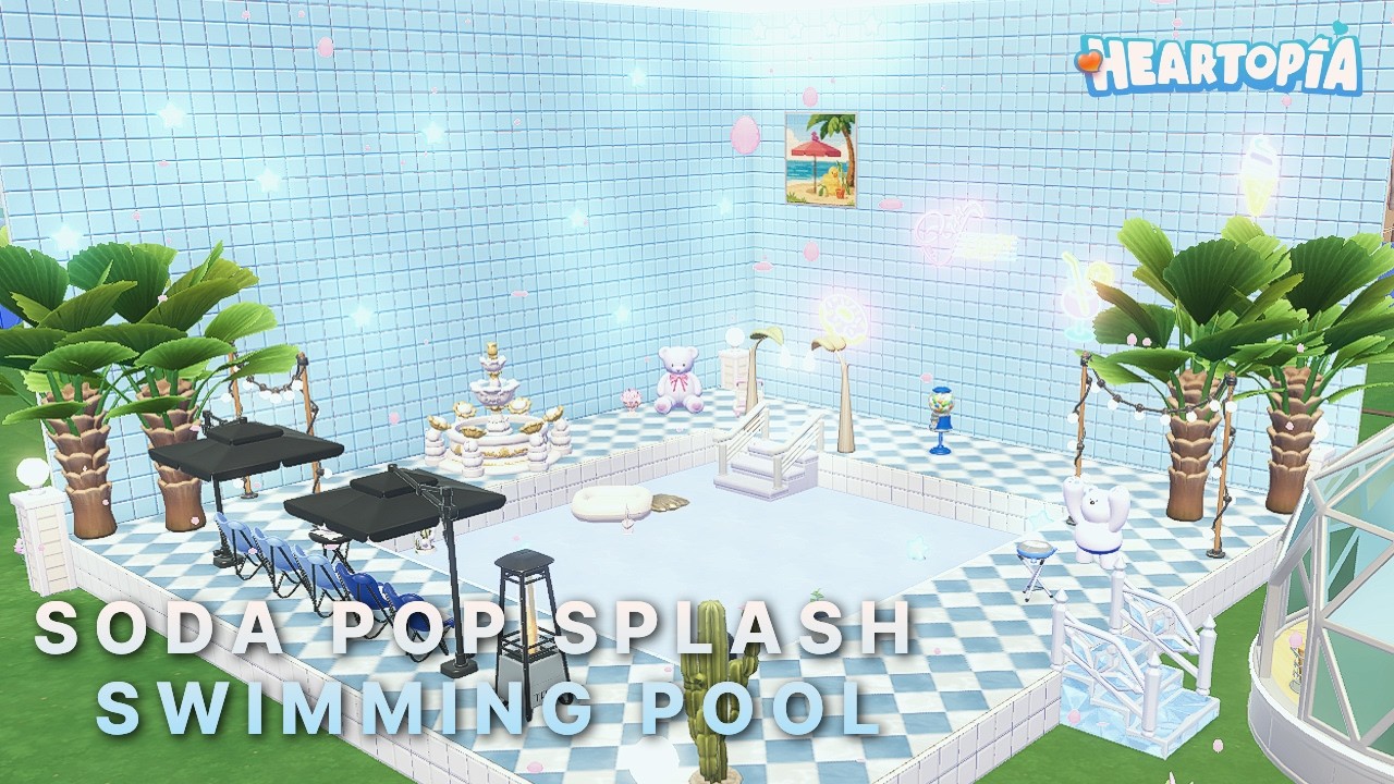 [두근두근타운] 🐬Soda Pop Splash Swimming Pool🫧 |  건축 튜토리얼 #heartopia #heartopialife