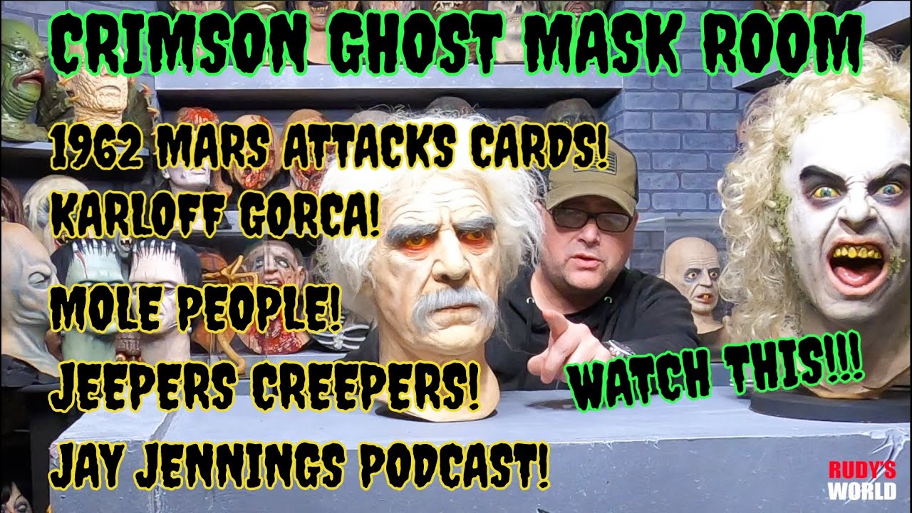 Crimson Ghost Mask Room JEEPERS CREEPERS MOVIE MOLD ª KARLOFF GORCA • 1962  MARS ATTACKS CARDS