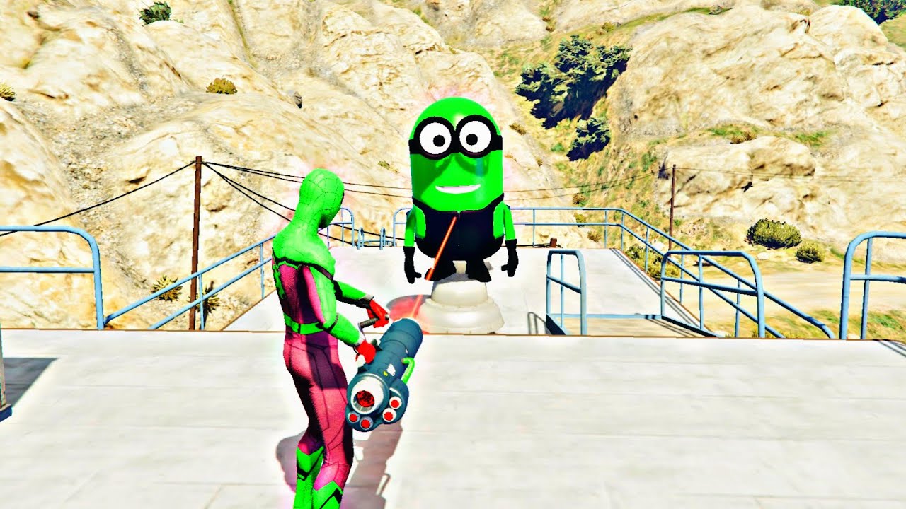 GTA 5 Spiderman Vs Green Minion Ragdolls Ep 72