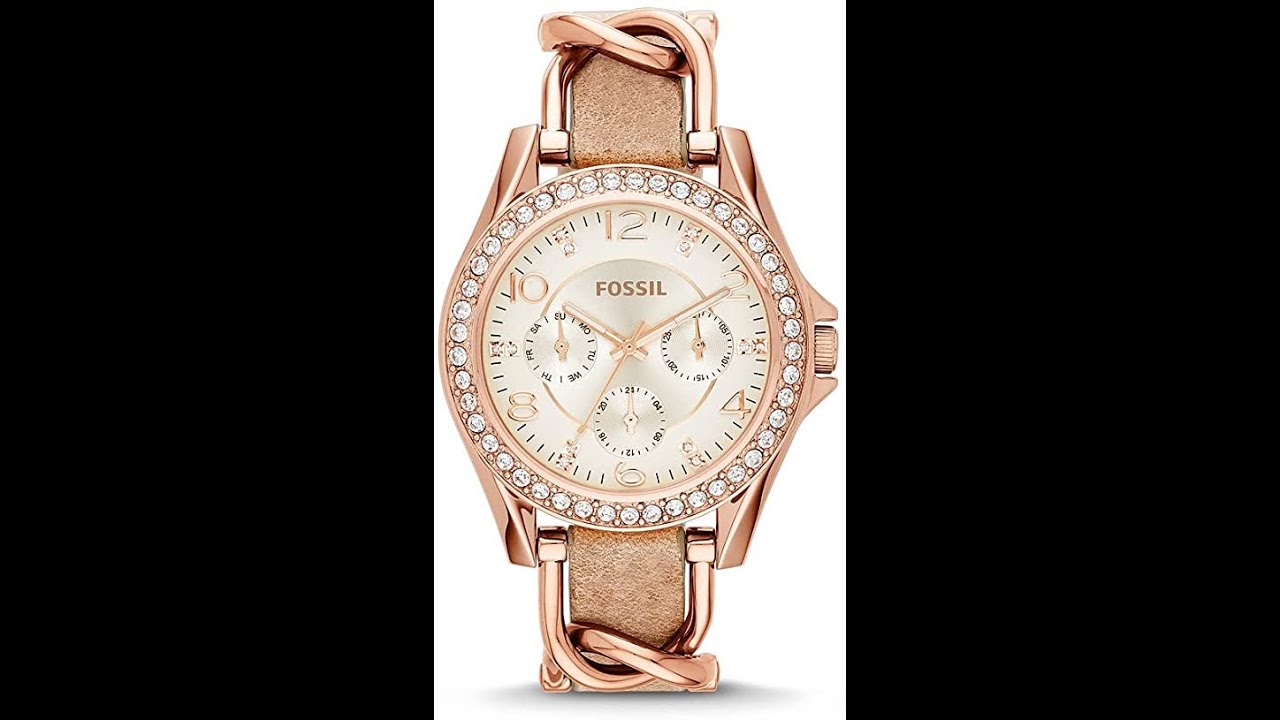 Fossil Women's Riley Quartz Stainless Steel Watch | Leather Multifunction Watch| Rose Color