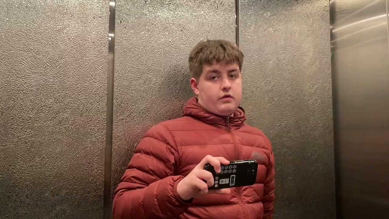 ￼ Jake and I ride in the memorial parking garage elevator