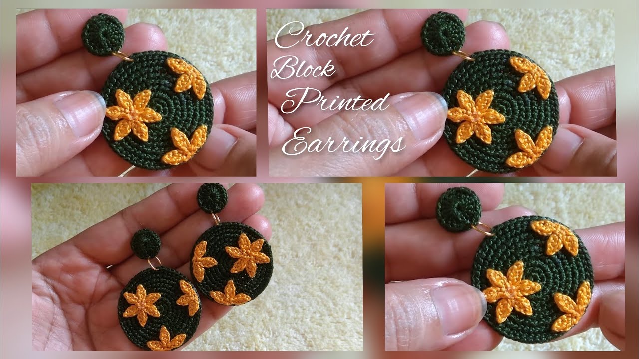 CROCHET BLOCK PRINTED EARRINGS | BEAUTIFUL EARRINGS