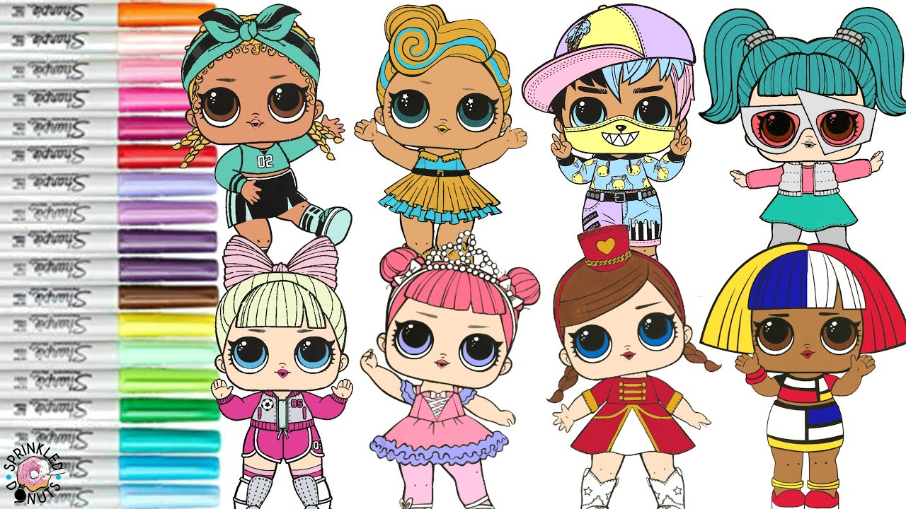 LOL Surprise Coloring Book Compilation Kawaii Guy Shapes Center Stage Kicks Majorette Luxe