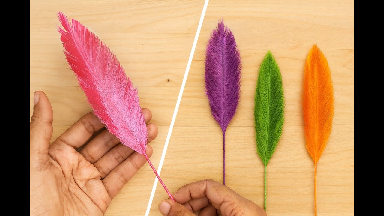 How to make feather satin ribbon | DIY