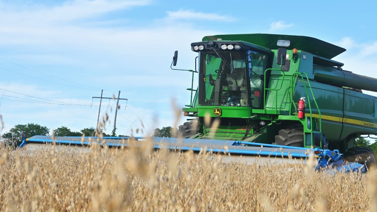 Harvesting 100Bu Oats In Tennessee: Shelbourne Stripper Header, Part 1 Of Tennessee Vacation...
